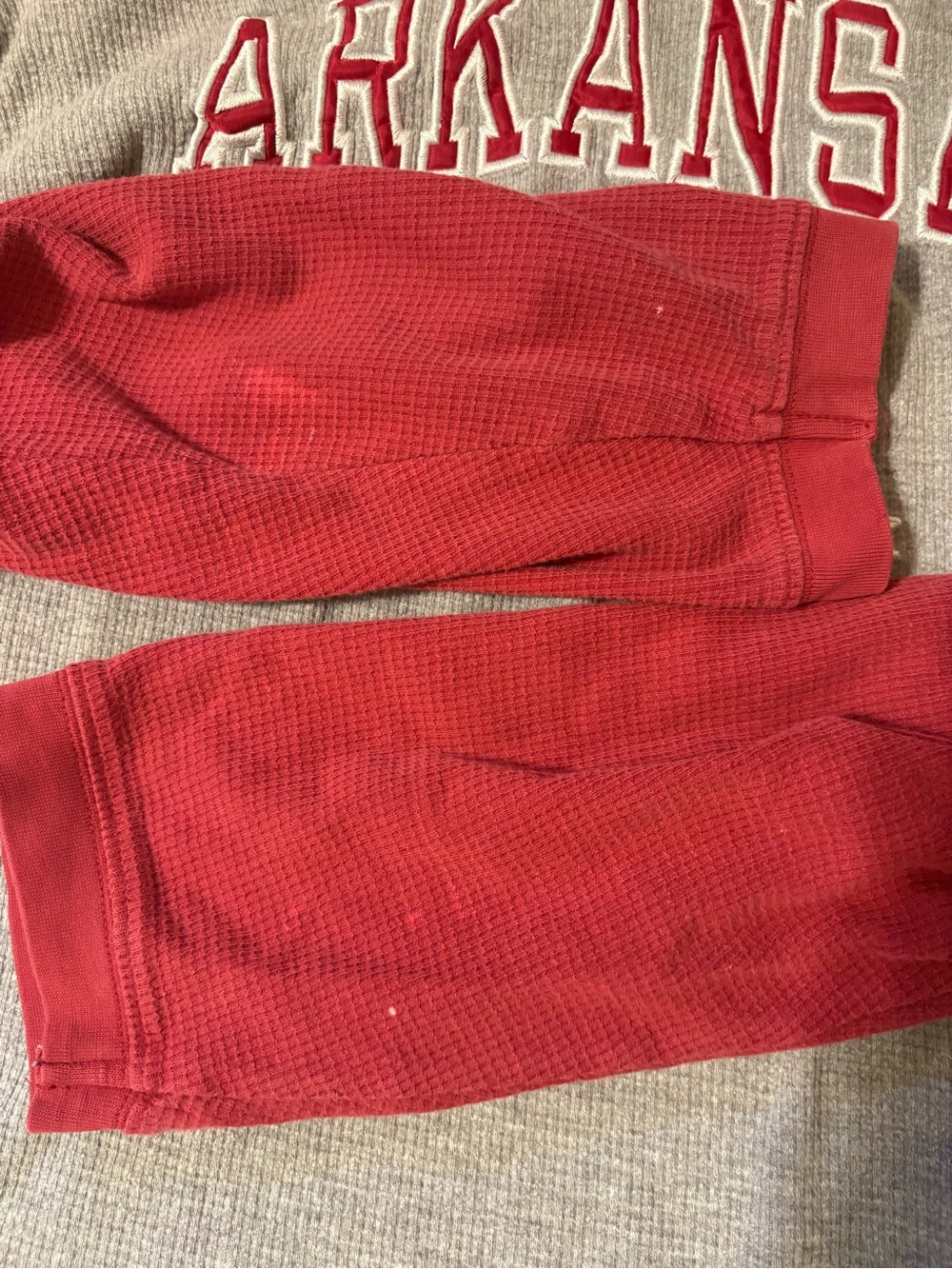 Arkansas Razorbacks woman’s Gray & Red Long-Sleeve Raglan Top - Picture 8 of 8